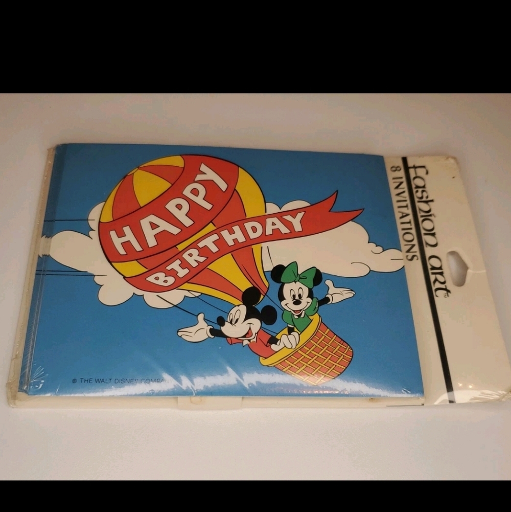 Vintage Retro Mickey Mouse Walt Disney Birthday Party Invitations Cards 8 Count